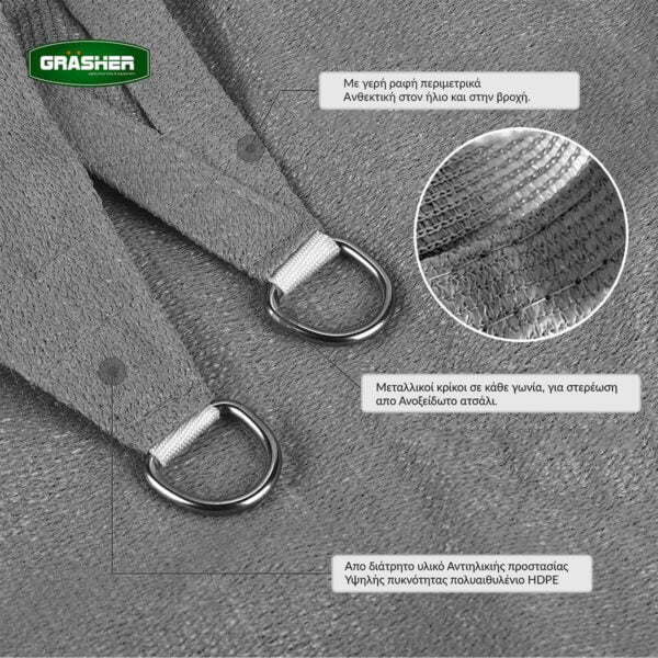 Πανί-δίχτυ σκίασης Grasher ορθογώνιο γκρι 3x4m 103619